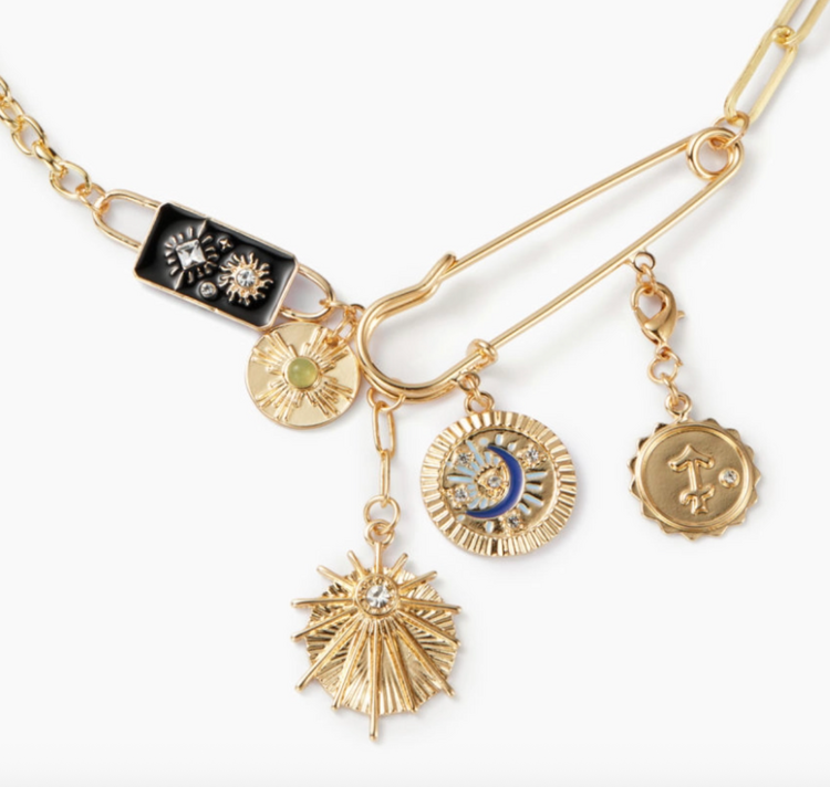 Celestial Black Coin Charm Black Moon Necklace