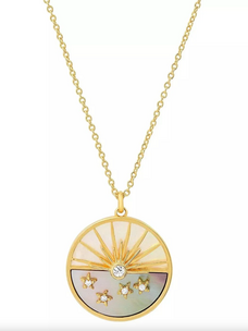 Sun Lunar Phase Medallion Necklace 14k Steel
