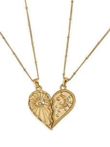 One Heart, One Sky, Light Over Dark Two Heart BFF Necklace