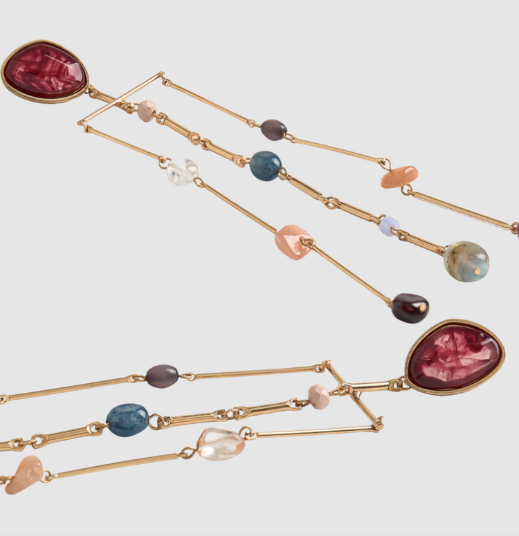 Serenity  Fringe Earring Precious Gemstones 14K Gold