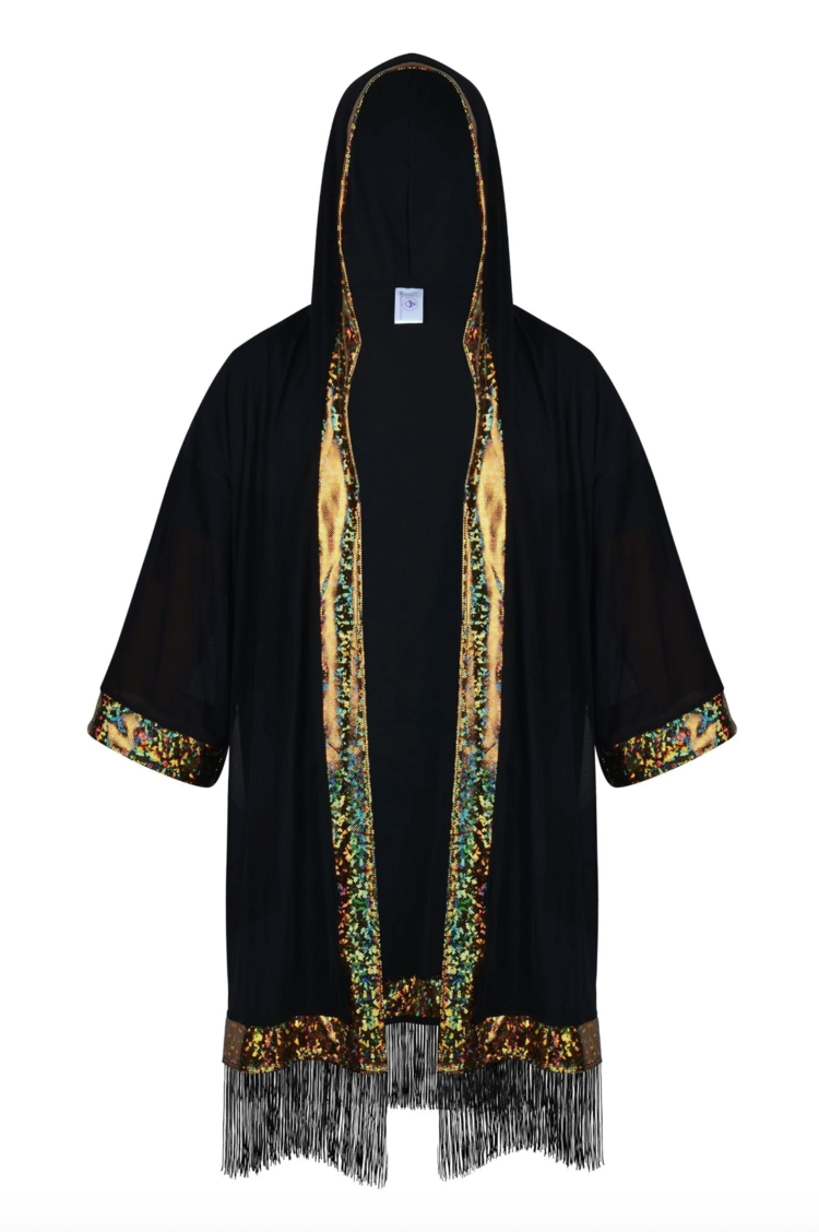 Cosmic Drifter Mesh Kimono Black/Gold Rush