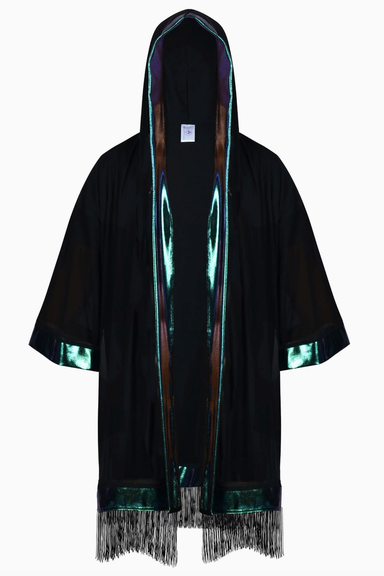 Cosmic Drifter Mesh Kimono Black/Oil Slick