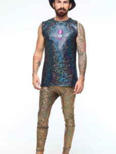 Holographic Meggings w/ Pockets Gold Rush