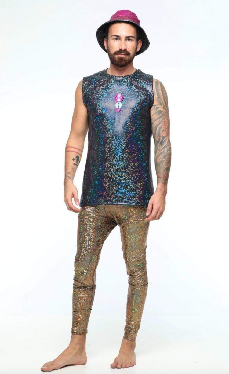 Holographic Meggings w/ Pockets Gold Rush