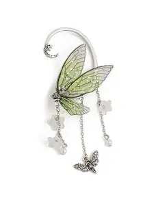 Elf Ear Butterfly Outline Earring Green