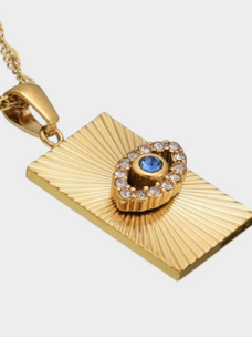 Steel 14K Gold Evil Eye Talisman Necklace