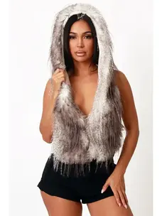 Faux Feather Fur Backless Top Vest