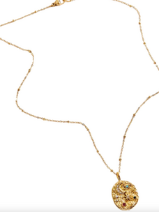 Steel 14k Gold Evil Eye Moon and Stars Confetti Coin Necklace