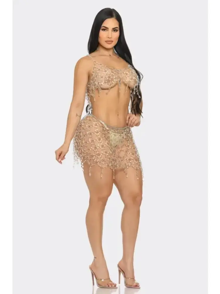 Crystal Top & Skirt Set