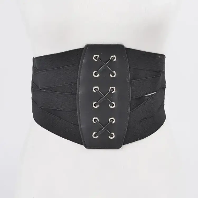 Faux Leather Waist Cincher Black