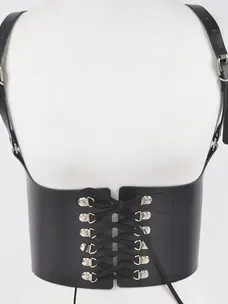 Vegan Leather Corset Harness Belt Black
