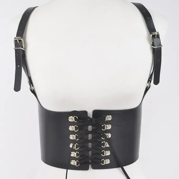 Vegan Leather Corset Harness Belt Black