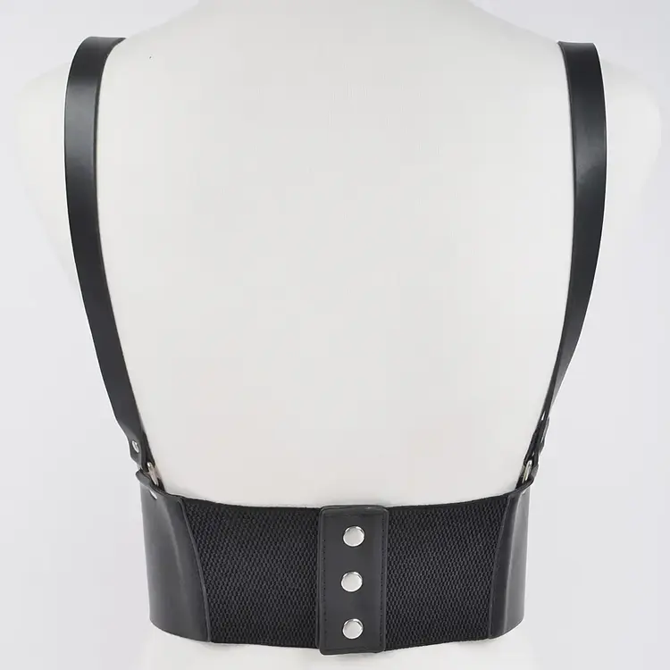 Vegan Leather Corset Harness Belt Black