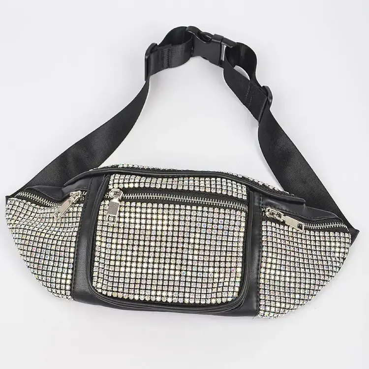 Rhinestone Fanny Pack Black AB