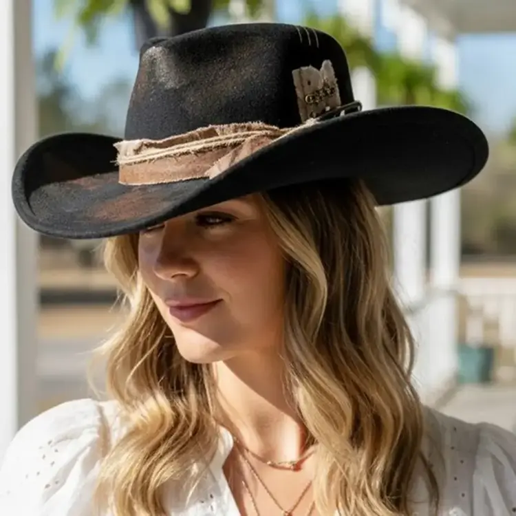 Vintage Versatile Shapeable Cowgirl Hat Black & Brown
