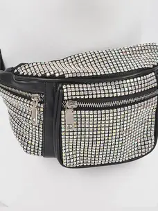 Rhinestone Fanny Pack Black Clear