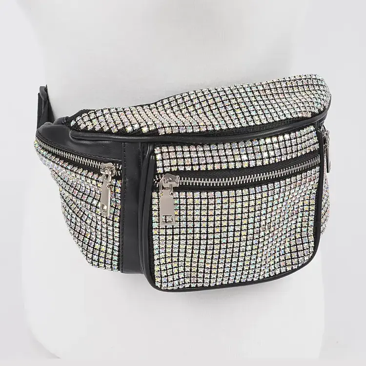Rhinestone Fanny Pack Black Clear