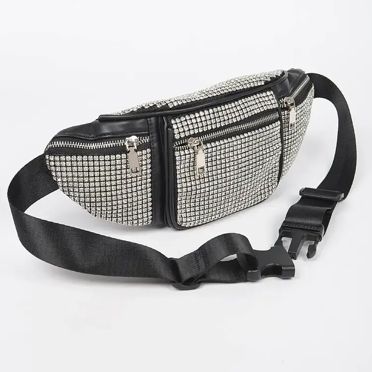 Rhinestone Fanny Pack Black Clear