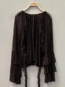 Sweet Magic Moday Fine Lace Blouse Made In Spain Black OSFM