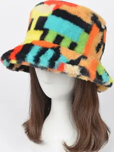 Multi Color Fur Bucket Hat