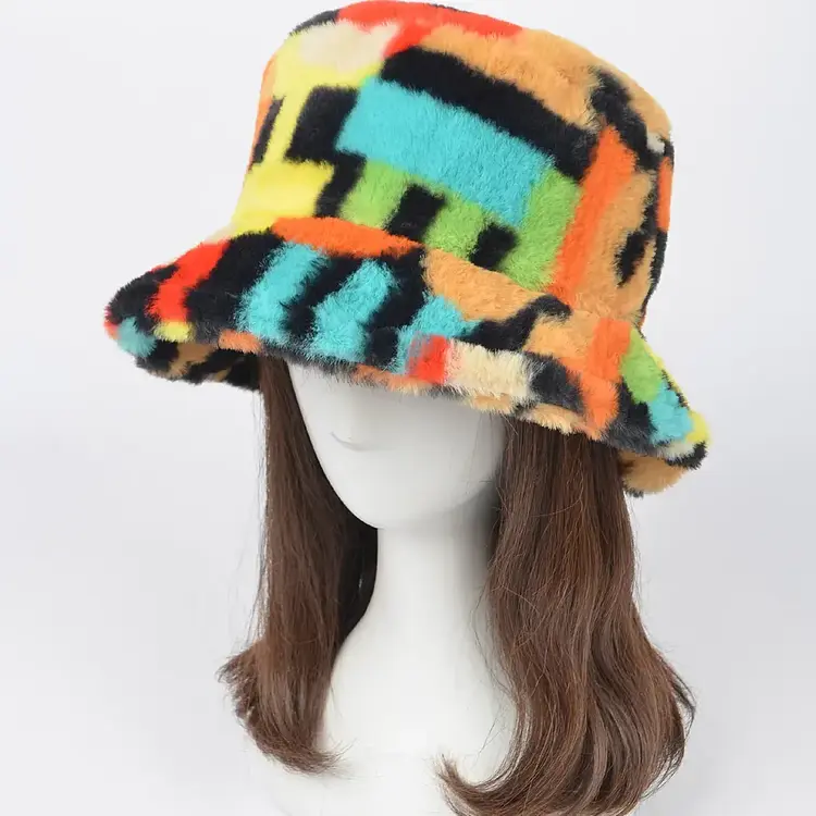 Multi Color Fur Bucket Hat