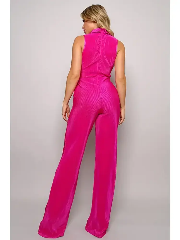 Boogie Nights Flared Jumpsuit Fuchsia