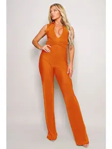 Boogie Nights Flared Jumpsuit Tangerine