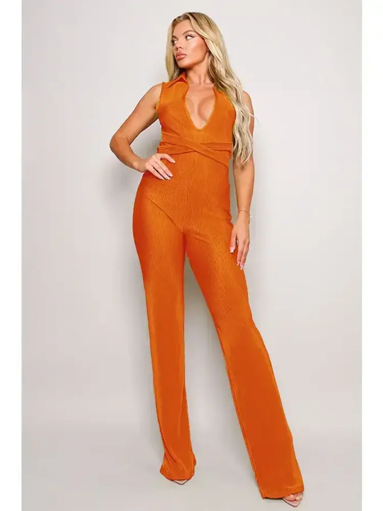 Boogie Nights Flared Jumpsuit Tangerine