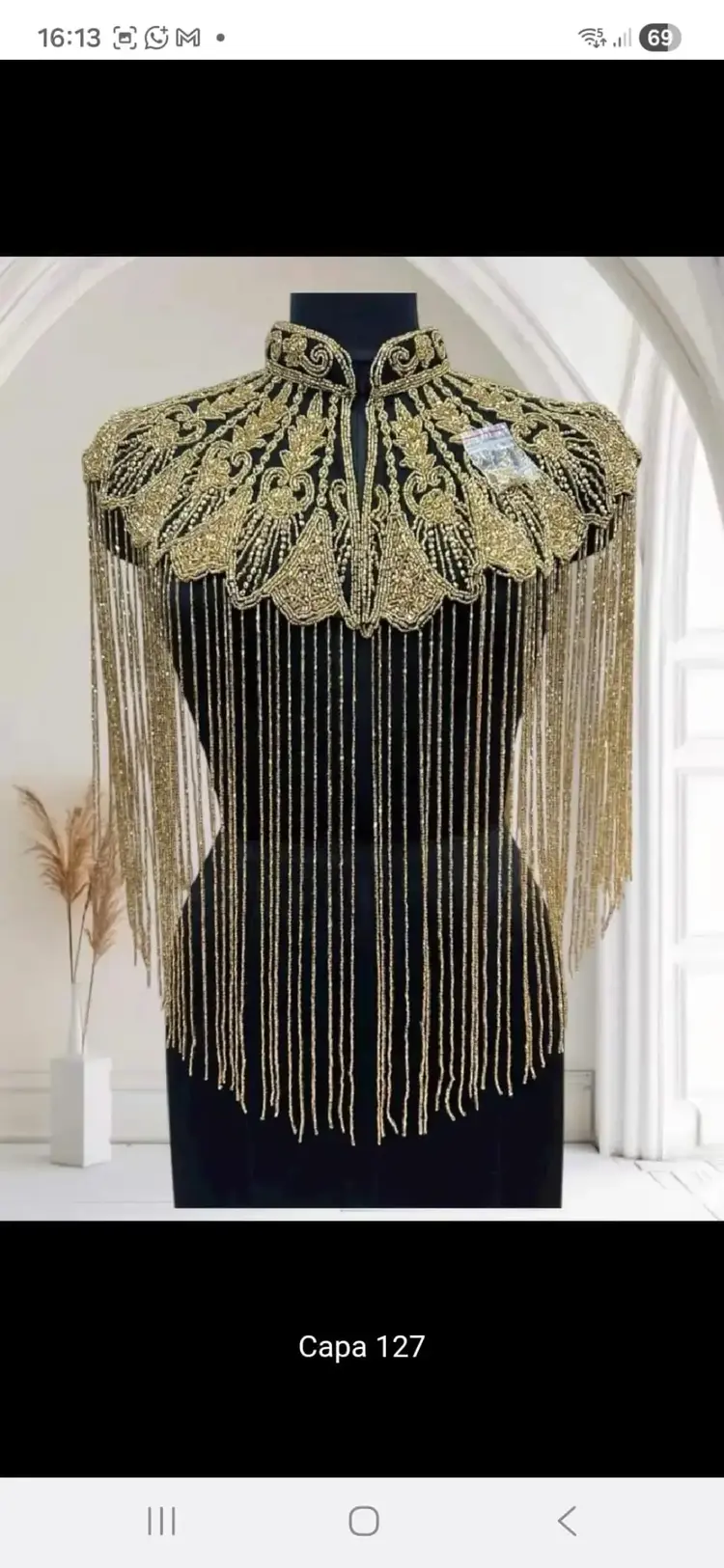 Sweet Magic Moday Beaded Shoulder Shawl w/Fringe Gold and Black