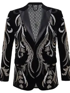 Velvet Crystal Gold Blazer Black & Gold