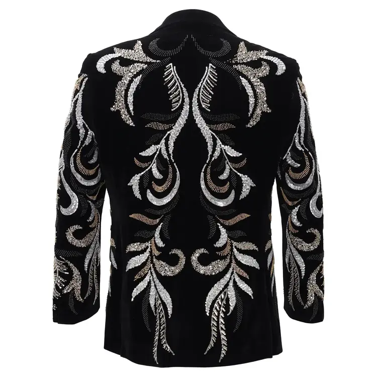 Velvet Crystal Gold Blazer Black & Gold