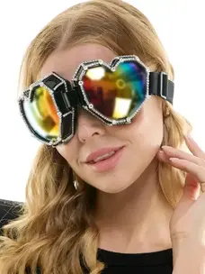 Festival Rave Heart Goggles Black