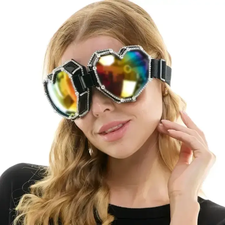 Festival Rave Heart Goggles Black