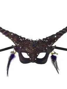 Horned Feather Jewel Mask Purple and Gold