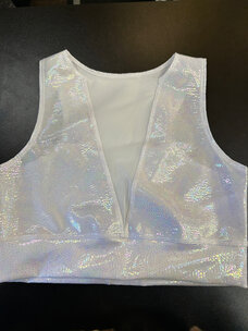Holographic Mesh Front Crop Top Lunar Aurora/White