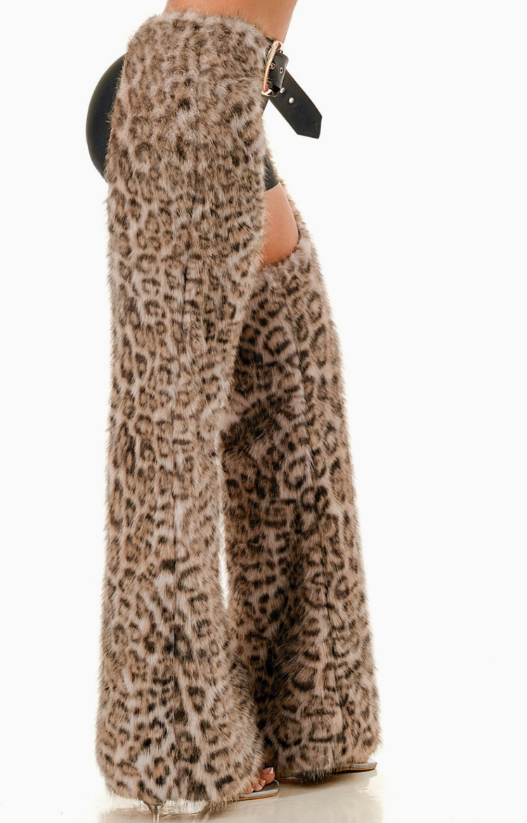 Faux Fur Leopard Print Chaps Plus