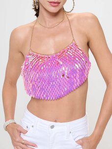 Leaf Halter Top Fuchsia OS