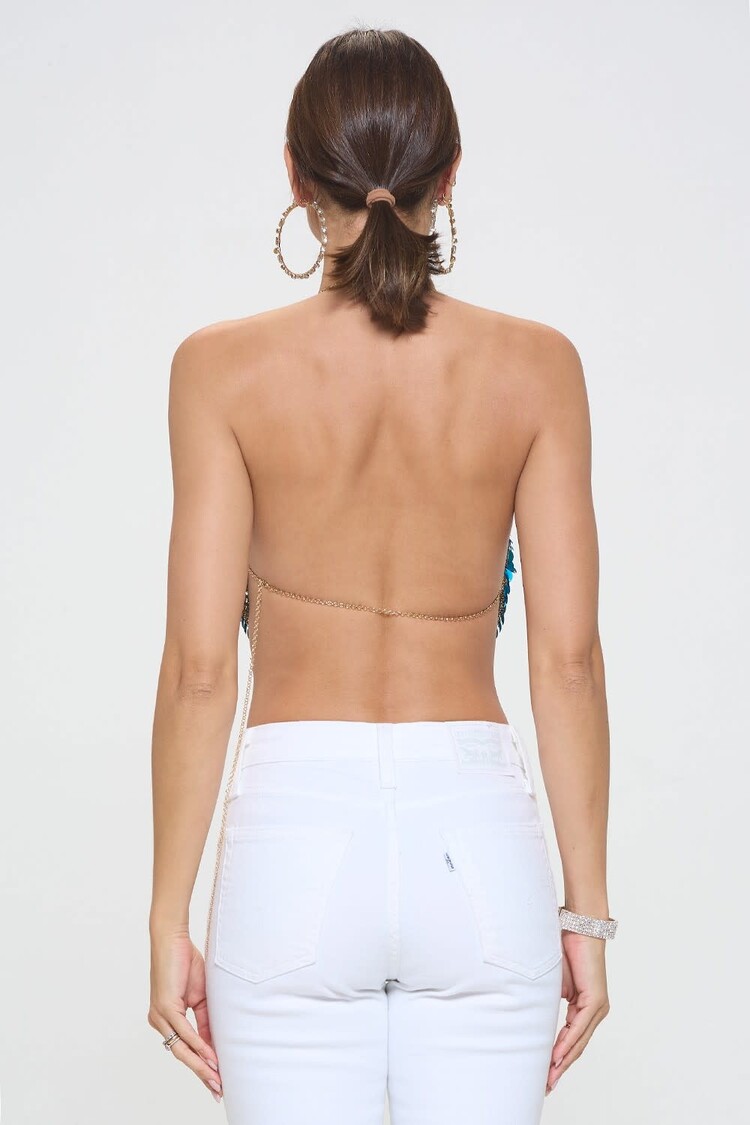 Leaf halter Top Turquoise OS