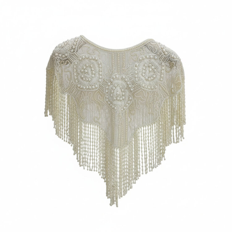 Beaded Pearl Shawl Cream OS
