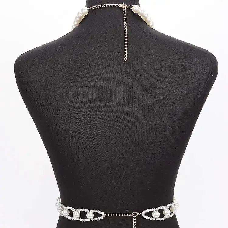 Faux Pearl Halter Neck Top