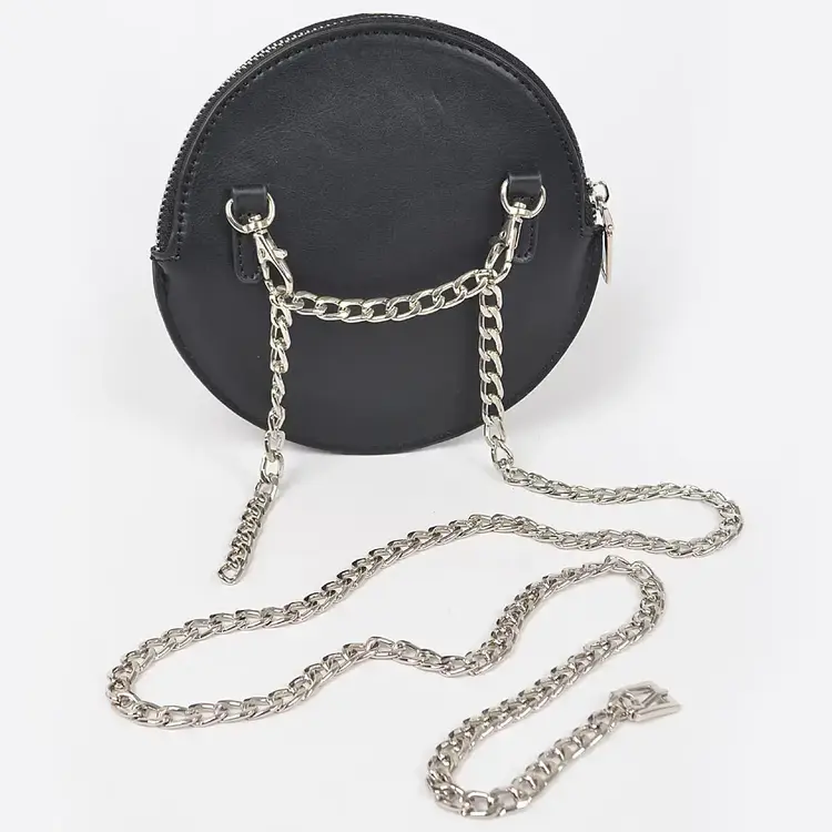 Chain Belt W/Rhinestone Happy Face Purse Clear Silver