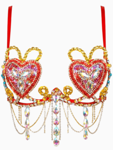 Red Heart Crystal Carnival Bra
