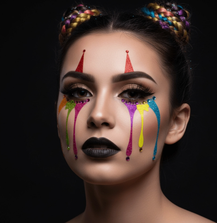 Clowning Around Glitter Face Sticker