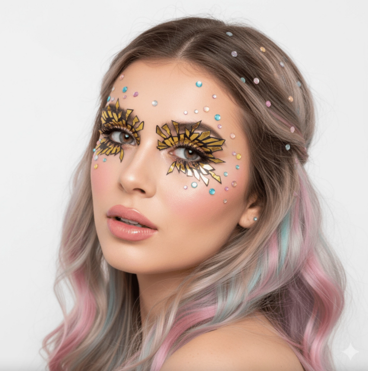 Golden Sunburst Holographic Face Sticker