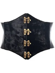Velvet Waist Cincher Black /Gold Clasps