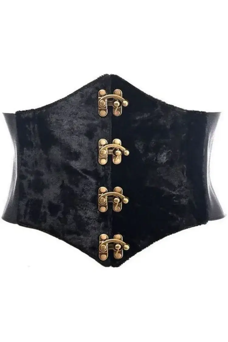Velvet Waist Cincher Black /Gold Clasps