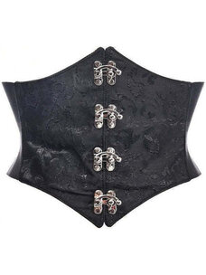Black/Black Swirl Brocade Waist  Cincher w/Silver Clasps
