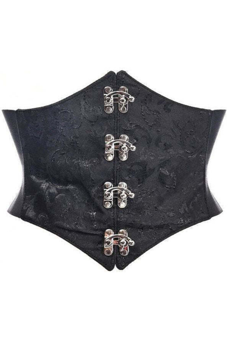 Black/Black Swirl Brocade Waist  Cincher w/Silver Clasps