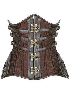 CURVY Brown Steampunk Steel Double Boned Under Bust Corset