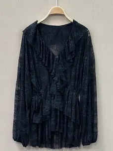 Sweet Magic Moday Ruffle Lace Blouse Made In Spain Black OSFM
